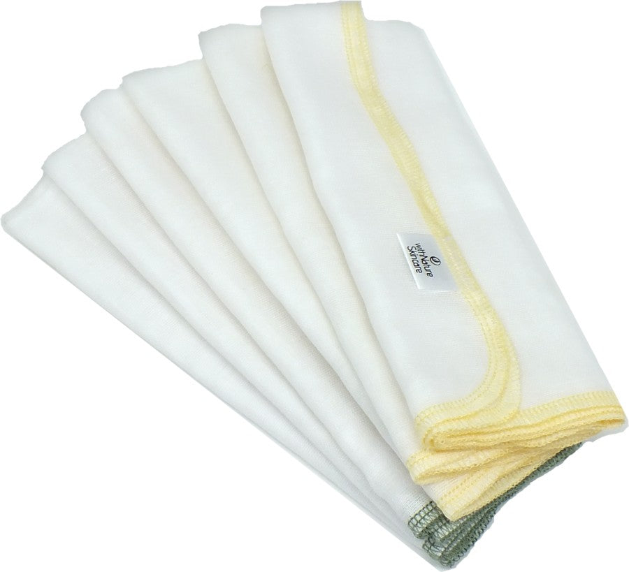 Pure & Gentle Muslin Face Cloths (Pack of 6 Multi-coloured)