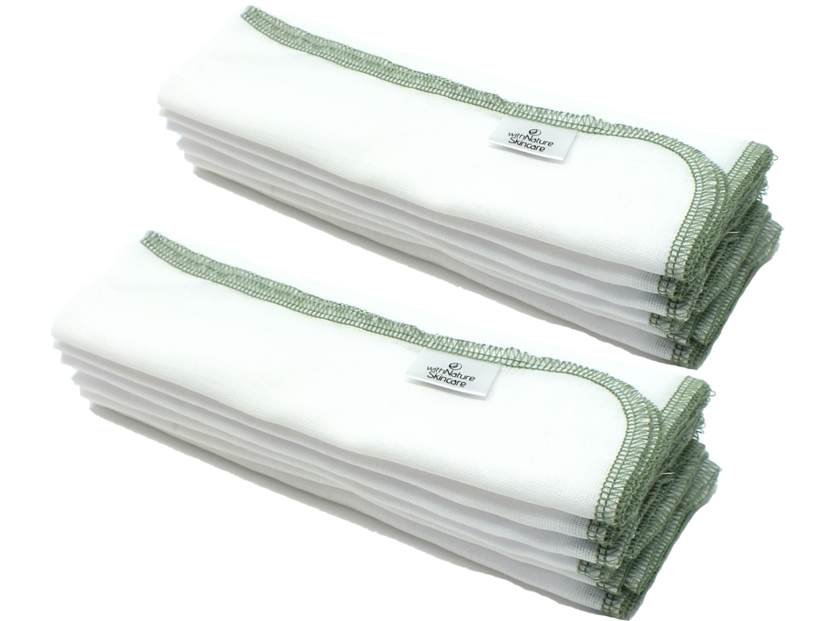 Pure & Gentle Muslin Face Cloths (Pack of 12)